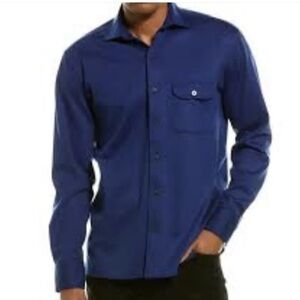 New JEFF Denim Blue Midwood Long Sleeve‎ Button Up Shirt Men's Size S NWT